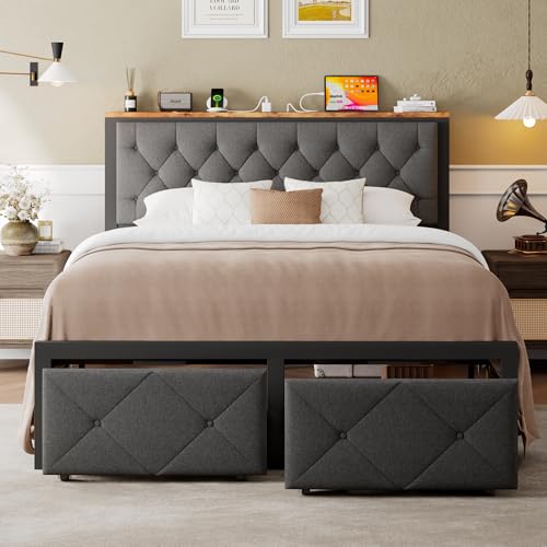 Einhomn Queen Bed Frame with 2 Storage Drawers