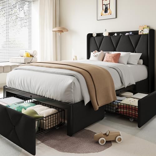 Einhomn Twin Bed Frame with 3 Storage Drawers
